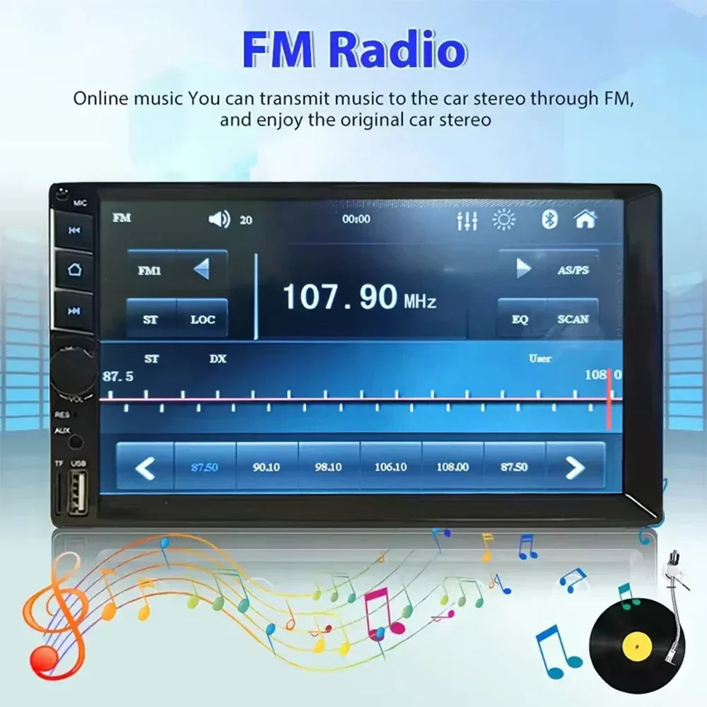 7 2DIN Touchscreen Car Stereo Black